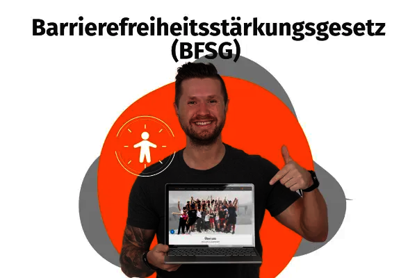 Flo mit Laptop zum Thema Barierefreiheit